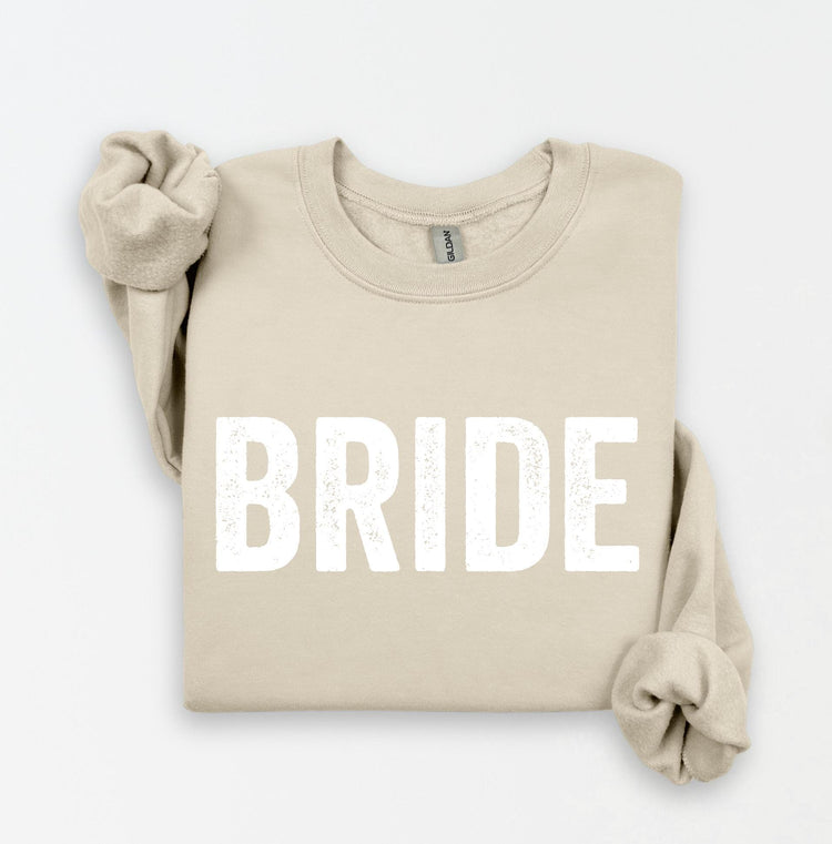 BRIDE Fleece Crewneck Sweatshirt | unisex Bride pullover sweater Wedding Bridal Shower Newly Engaged Bride Sweatshirt