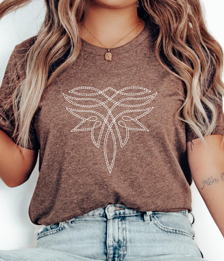 Boot Stitch T-Shirt Unisex Bella Canvas 3001 Cowgirl rodeo shirt boot stitch boho apparel Nashville girls trip country music girls trip gift