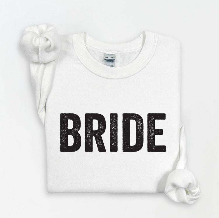 BRIDE Fleece Crewneck Sweatshirt | unisex Bride pullover sweater Wedding Bridal Shower Newly Engaged Bride Sweatshirt