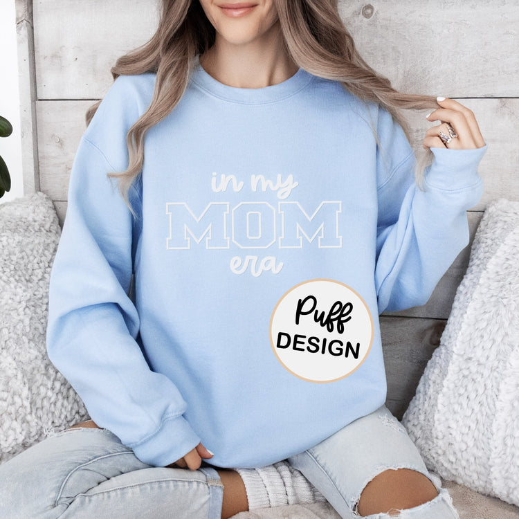 In my MOM era puff text sweatshirt Unisex fleece pullover sweatshirt Embossed Mom gift New mom sweatshirt