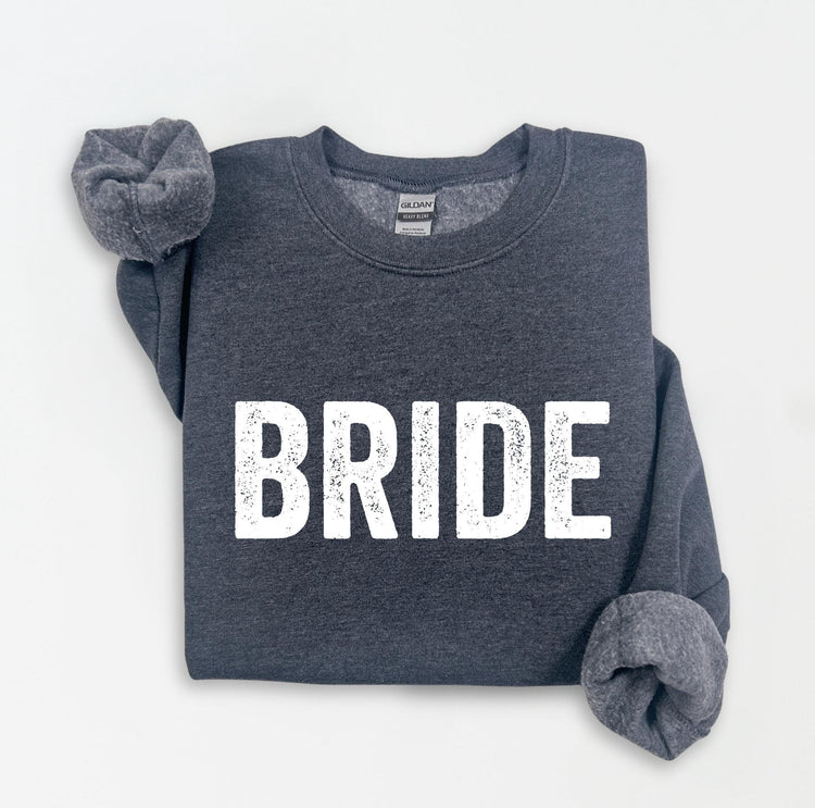 BRIDE Fleece Crewneck Sweatshirt | unisex Bride pullover sweater Wedding Bridal Shower Newly Engaged Bride Sweatshirt