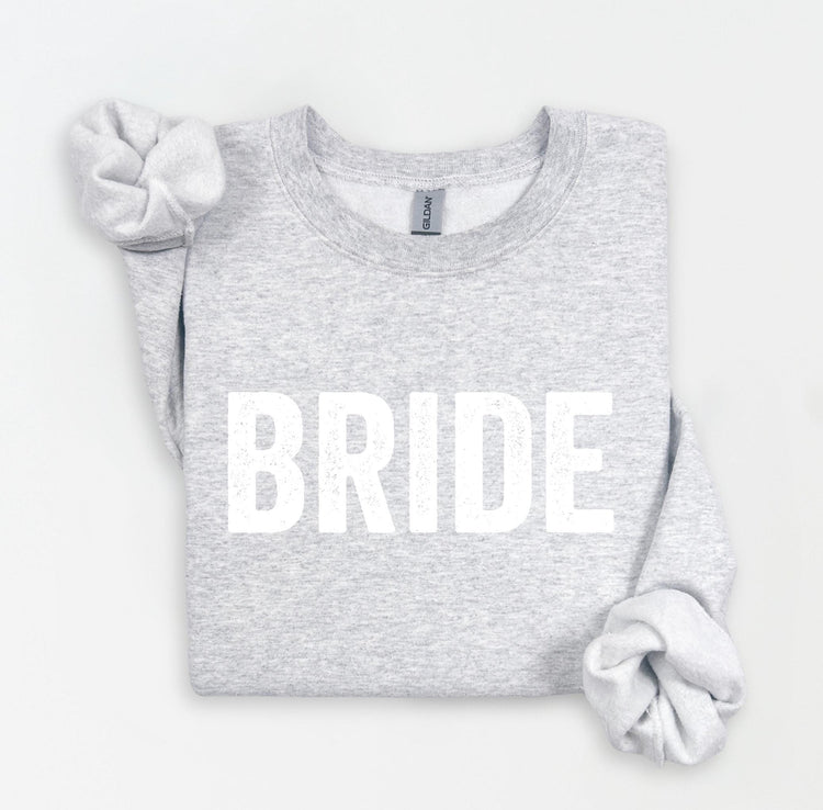 BRIDE Fleece Crewneck Sweatshirt | unisex Bride pullover sweater Wedding Bridal Shower Newly Engaged Bride Sweatshirt