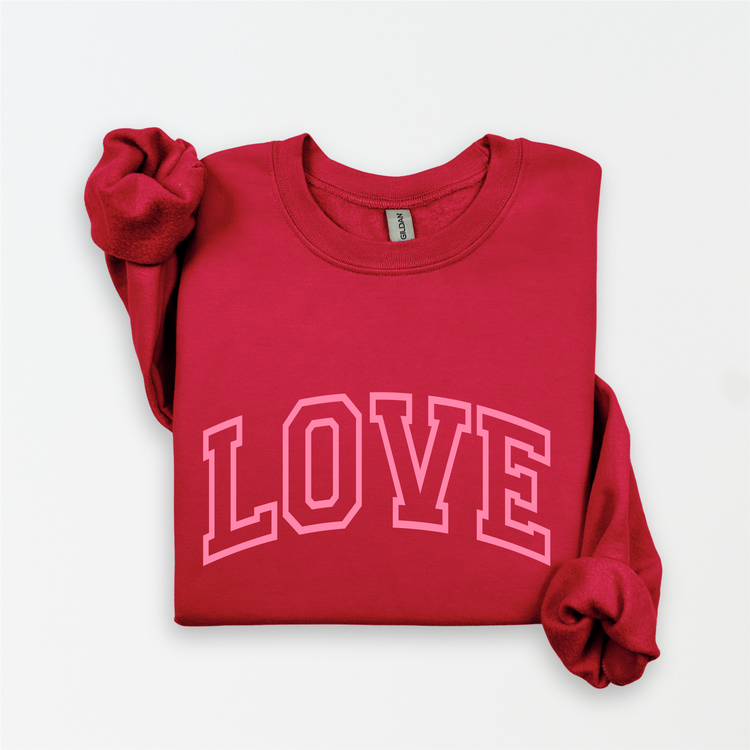 LOVE Trendy Valentine's Day Unisex Fleece Pullover Sweatshirt | Galentine's Sweater