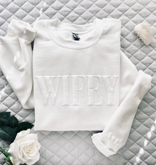 Wifey Sweatshirt | Bride to Be Shirt | Bridal Shower Gift | White Wifey Sweatshirt
