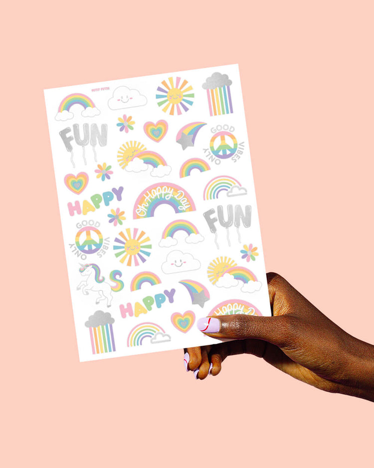 Rainbow Glitter Tattoos - 46 temporary tattoos