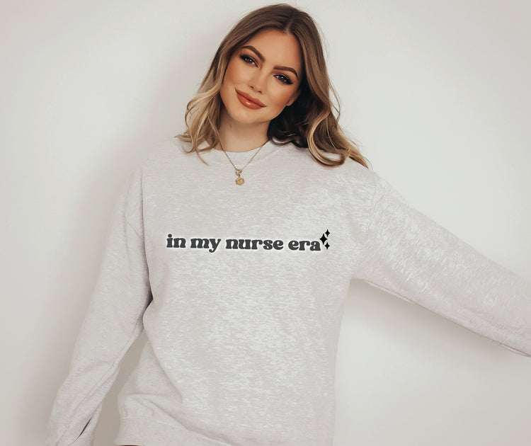 Nurse sweatshirt In my nurse era sweater embossed unisex nurse sweatshirt nursing nurse gift student nurse gift nurse sweatshirt for women