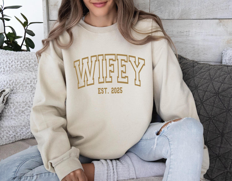 Wifey Sweatshirt | Newly Married Wifey Sweatshirt | Bridal Shower Gift | Gift for the Bride | Wifey Wedding Crewneck Sweatshirt