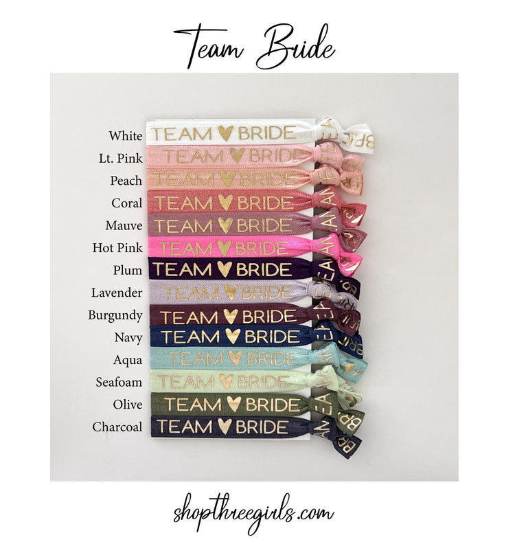 PACK OF 10 Team Bride Hair Ties Bachelorette Party Favors Bachelorette Welcome Bag Filler Hair Ties Survival Kit Favor Ready to Ship Favors