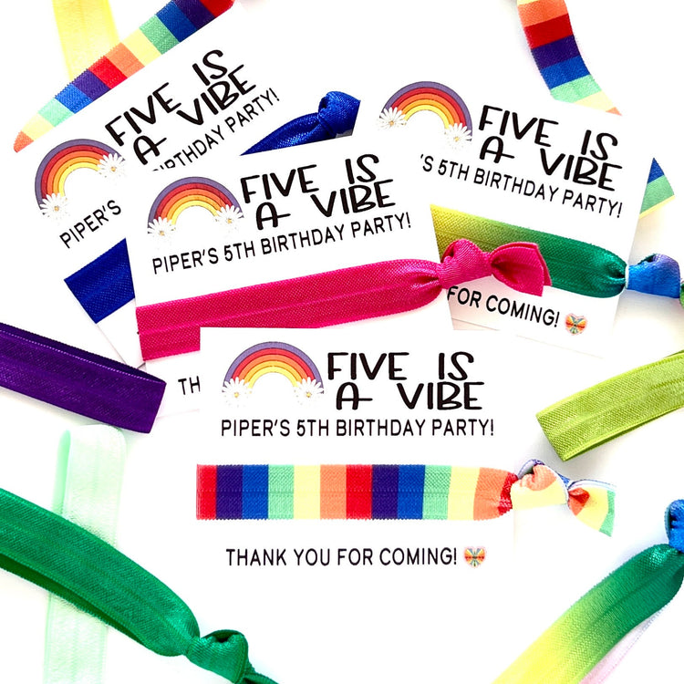 Five is a Vibe Birthday Party Favors, Kids Girls Goody Bag Stuffer, Custom Birthday Party favor, thank you for coming, rainbow birthday