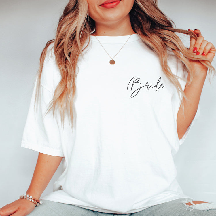 Bride Tee Bride Bachelorette T-Shirt Day of Bride Shirt | Bridal Shower T-shirt Gift for the Bride Newly Engaged Bride Tee