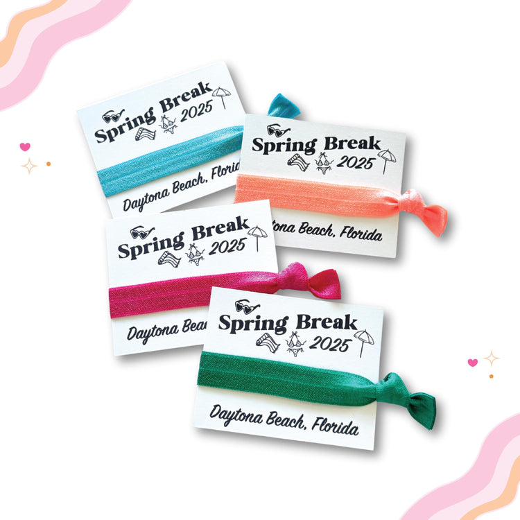 Spring Break 2025 Girls Trip Hair Tie Favor Custom Spring Break Vacation Florida Spring Break Mexico Bahamas Cabo San Diego Texas Cancun