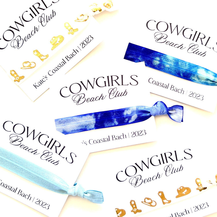 Cowgirls Beach Club | Custom Bachelorette Favors | Girls Club Party Favors | Coastal Cowgirl Hair Tie Favors