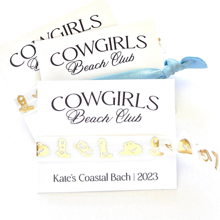 Cowgirls Beach Club | Custom Bachelorette Favors | Girls Club Party Favors | Coastal Cowgirl Hair Tie Favors