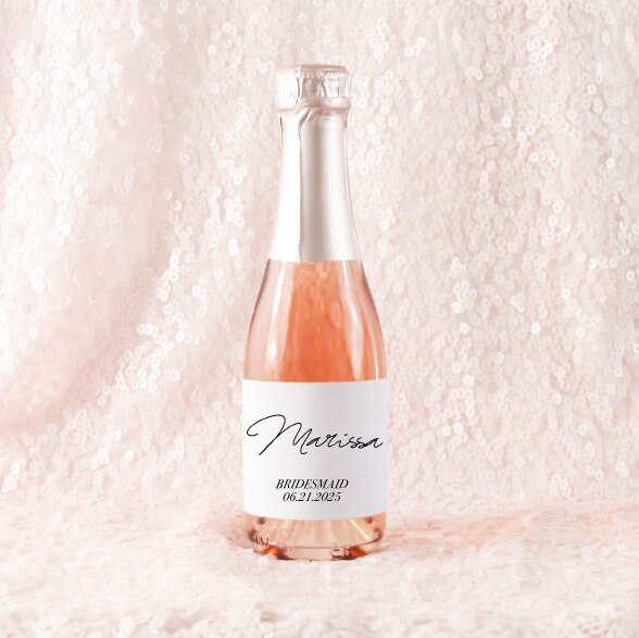 Custom Mini Champagne and Wine bottle labels Bridesmaid, Matron of Honor, Maid of Honor printed bottle labels | Labels ONLY