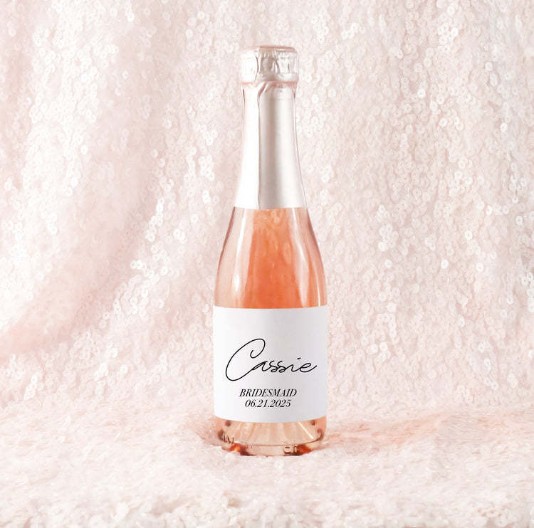 Custom Mini Champagne and Wine bottle labels Bridesmaid, Matron of Honor, Maid of Honor printed bottle labels | Labels ONLY