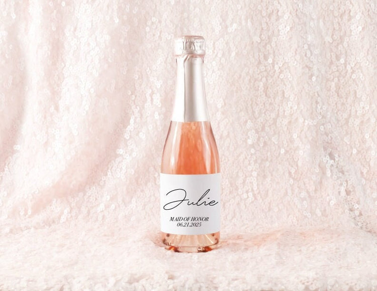Custom Mini Champagne and Wine bottle labels Bridesmaid, Matron of Honor, Maid of Honor printed bottle labels | Labels ONLY
