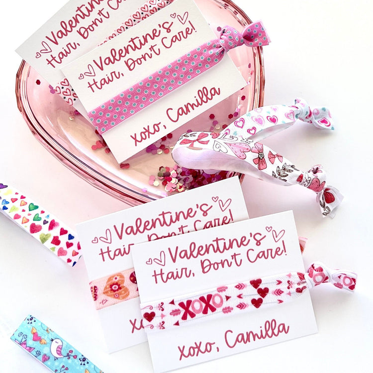 Valentine's Day Hair Tie Gifts Kids Valentines' Handouts Valentine's Hair, Don't Care Custom favors