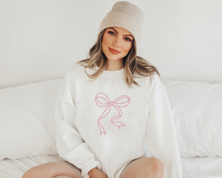 Bow Sweatshirt | Pink bow trendy Sweatshirt | Mommy and Me Sweatshirt | Mother's Day Gift | Unisex Heavy Blend™ Crewneck Sweatshirt