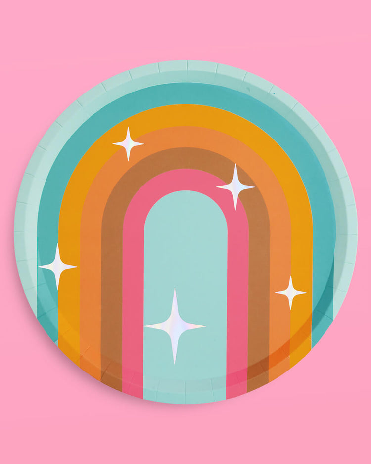 Totally Groovy Plates - 24 foil paper plates