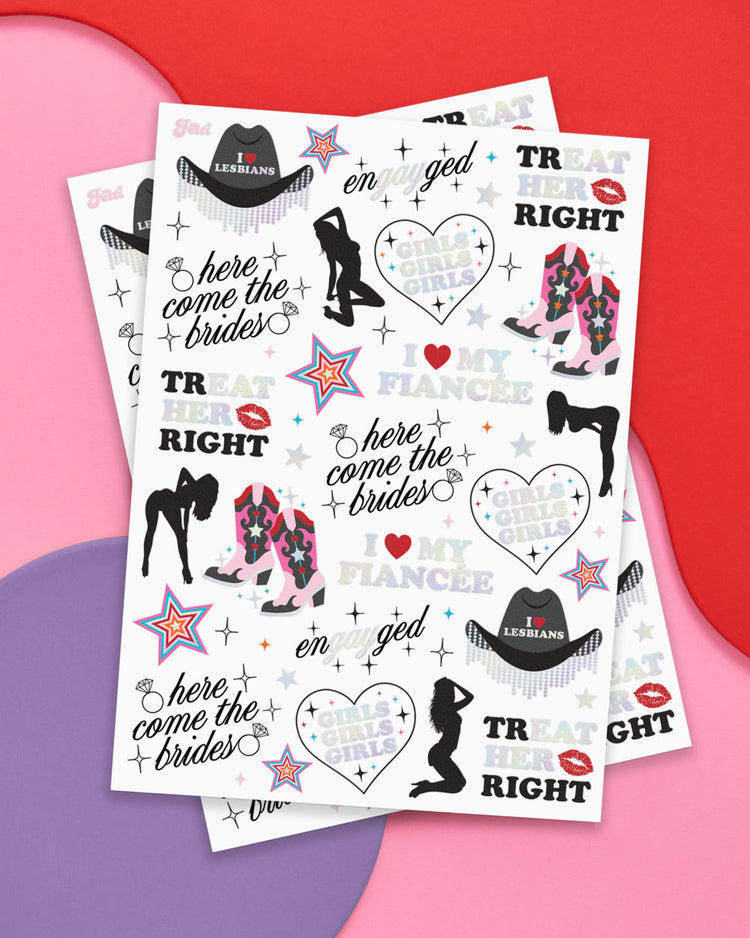 Bride Pride Pack - sash, tattoos + gems