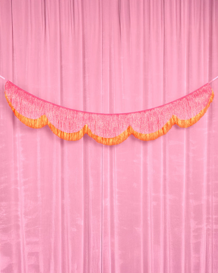 Pink Orange Scallop Fringe - iridescent foil banner