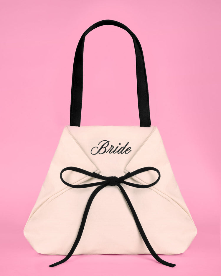 Classic Bride Tote - embroidered canvas tote w. bows