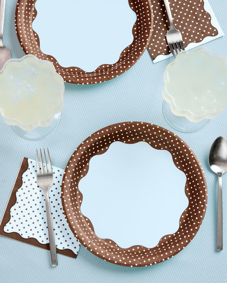 Cocoa Dot Plates - 9in polka dot plates