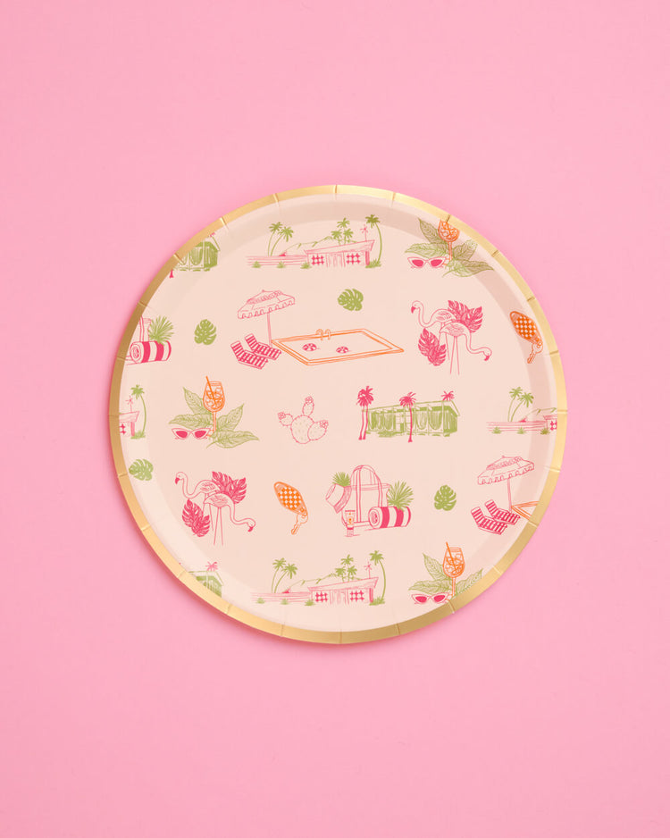 Palm Royale Plates - 32 paper plates, 2 sizes
