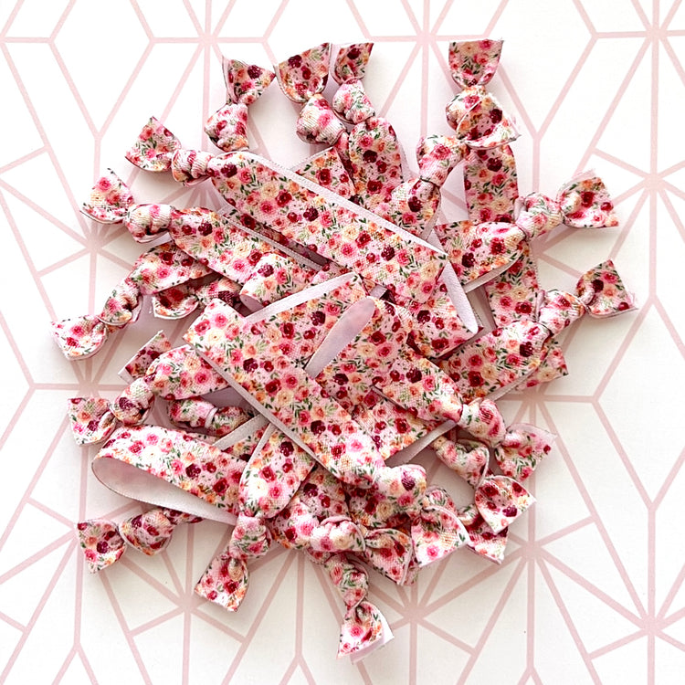 Pink Rose Floral Hair Ties | Bulk Hair Ties