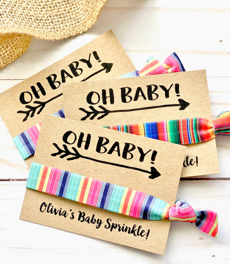 Oh Baby! | Baby Shower Hair Tie Favor | Fiesta Baby Shower | Boy or Girl Baby Sprinkle