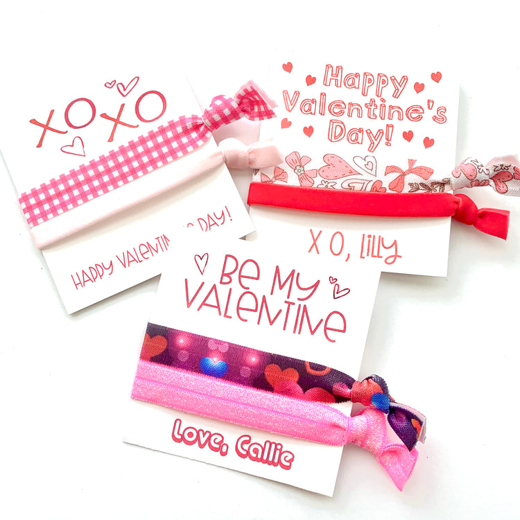 Valentine's Day Hair Tie Card | Friend, Coworker Gifts for Her, Kids Valentines Cards, Love, Heart