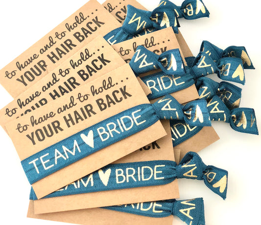Team Bride Bachelorette Party Hair Tie Favor | To have and to hold your hair back