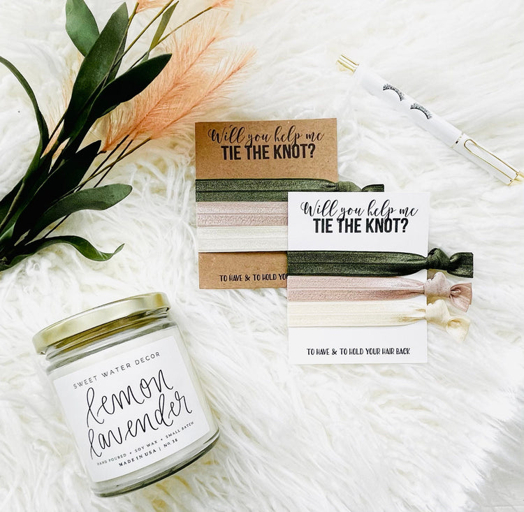 Bridesmaid Proposal hair ties Will you help me tie the knot gifts