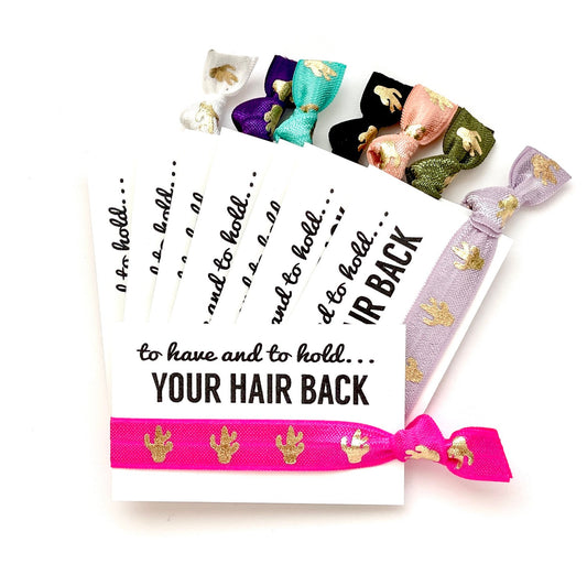 Bachelorette Party Favors,  Hair Tie Favor | To Have and To Hold Your Hair Back | Cactus Print, Hen Party Favor