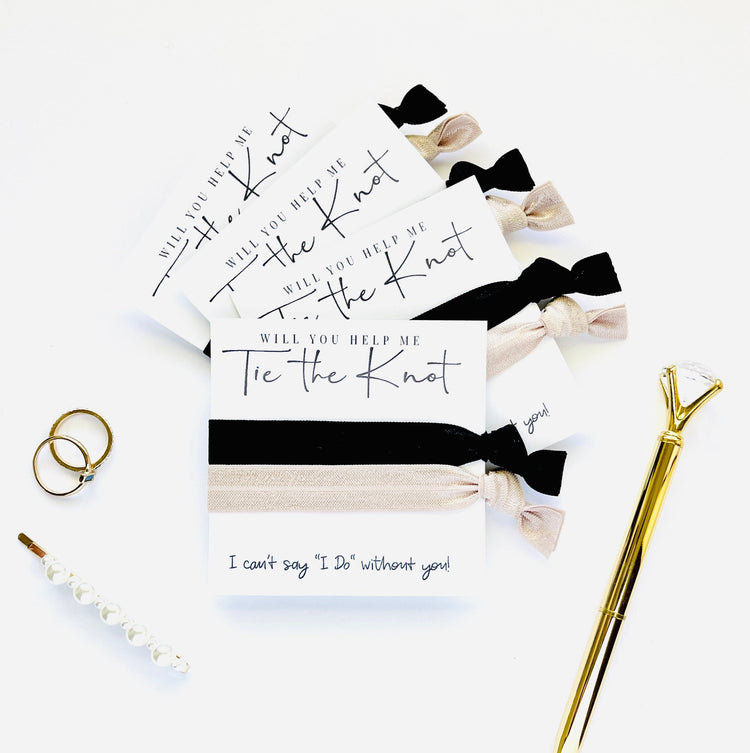 Will you help me tie the knot I can't say I DO without you! | Bridesmaid Proposal hair tie gift