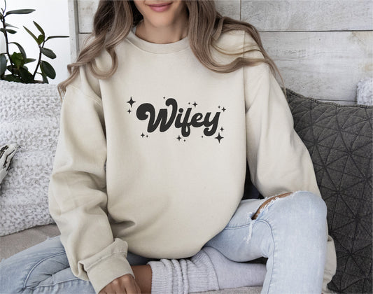 Wifey Sweatshirt Gift for the Bride Wedding gift Honeymoon Gift Gildan 18000 Unisex Wifey Fleece Sweatshirt