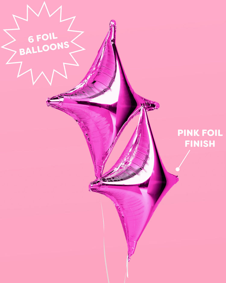 Pink Sparkle Balloon - 6 pc silver foil set