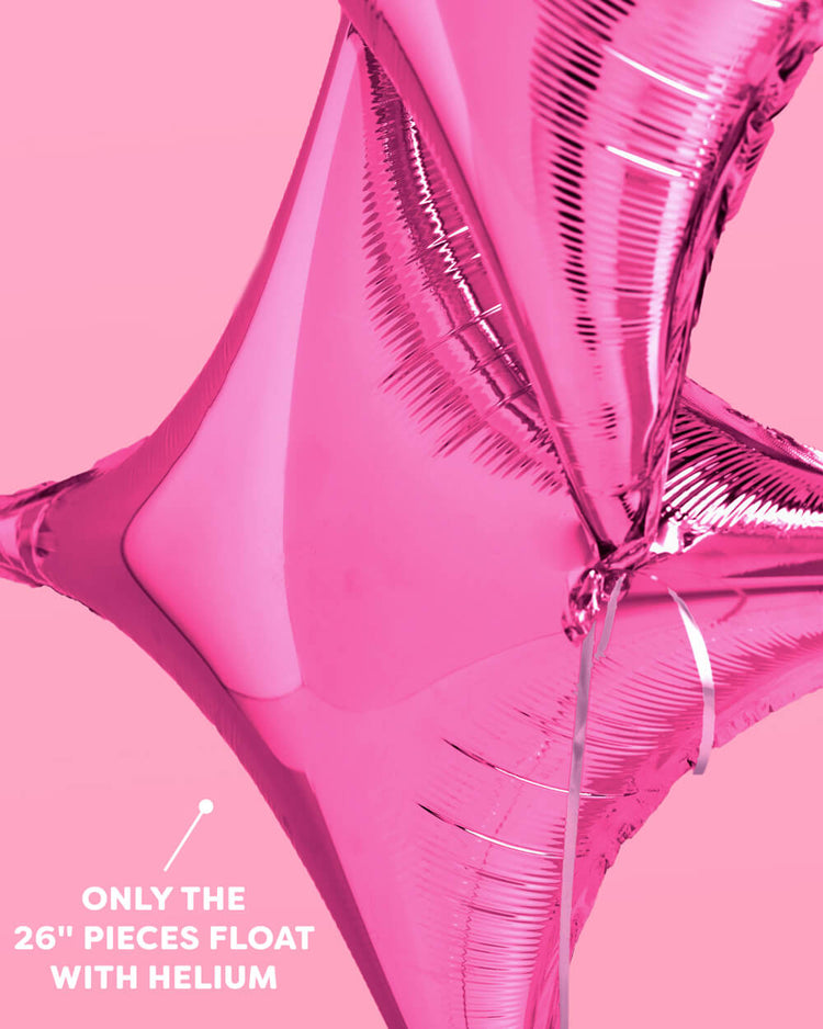 Pink Sparkle Balloon - 6 pc silver foil set