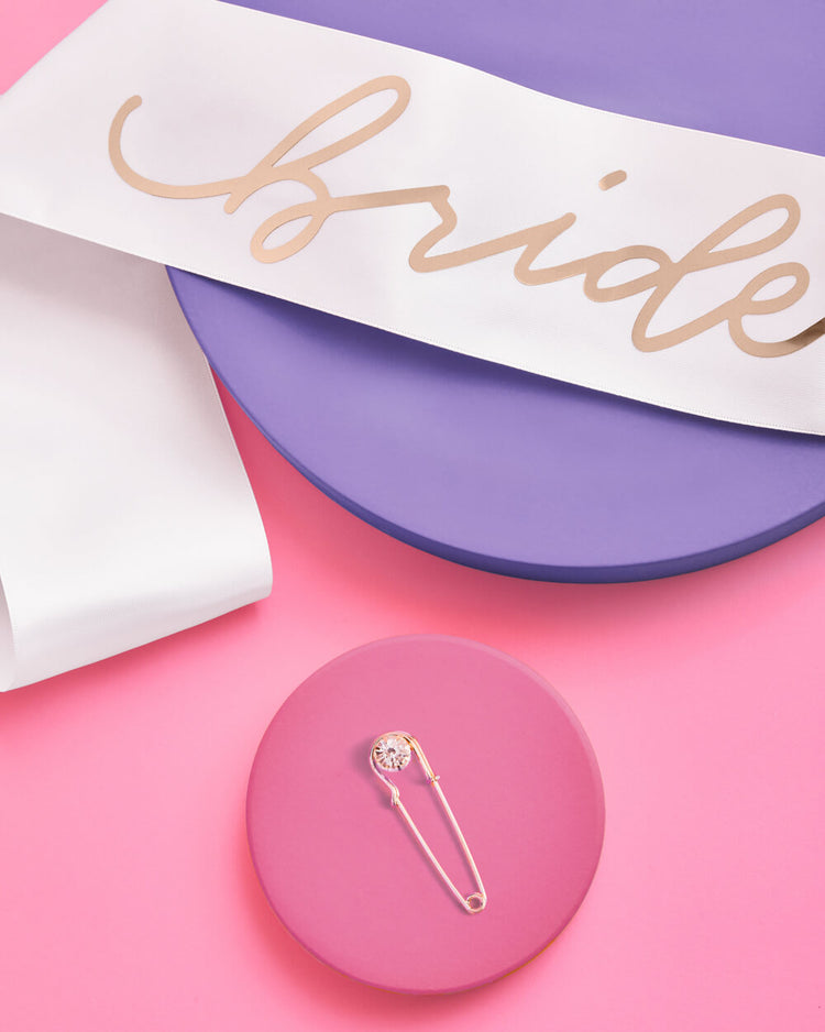 C'est La Vie Sash - white + rose gold sash