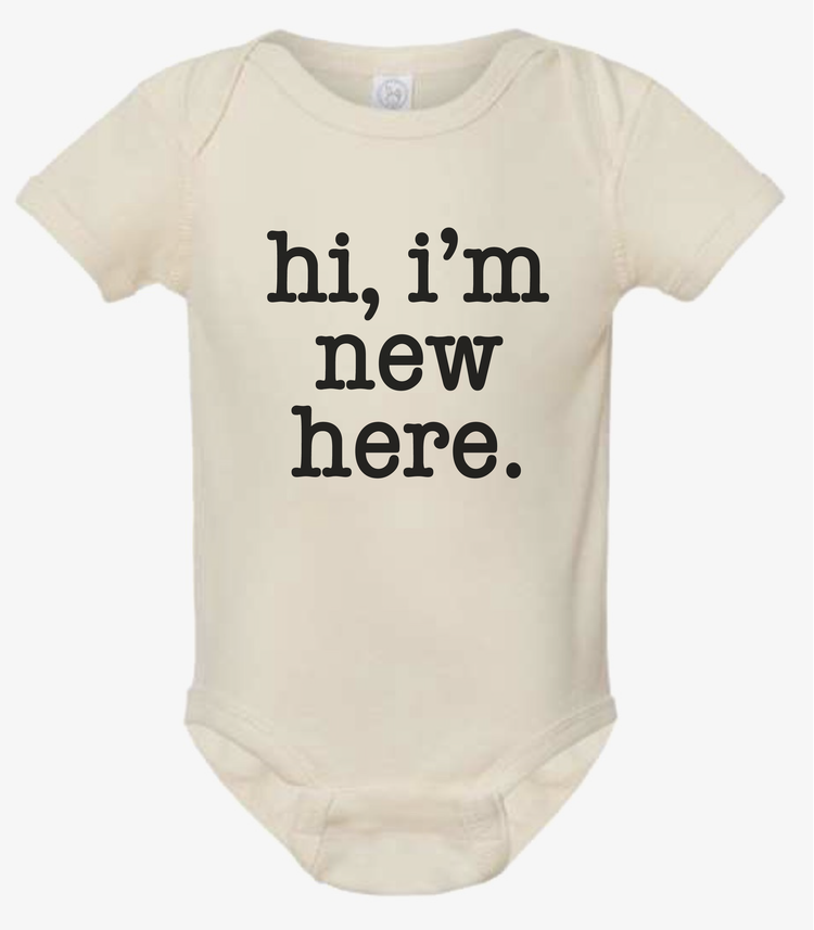 Infant Baby Rib Bodysuit - Hi, I'm new here Cotton Onesie
