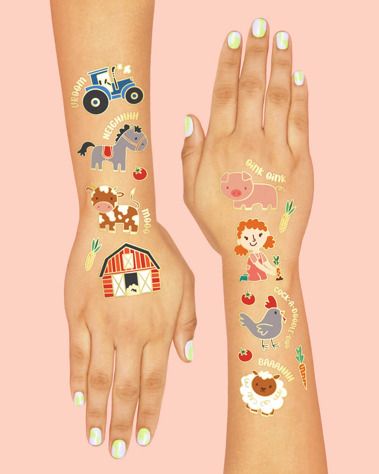 Farm Animal Tattoos - 30 glitter barnyard designs
