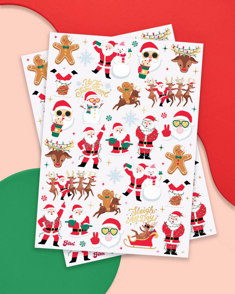 Silly Santa Christmas Tats - 48 gold foil tattoos