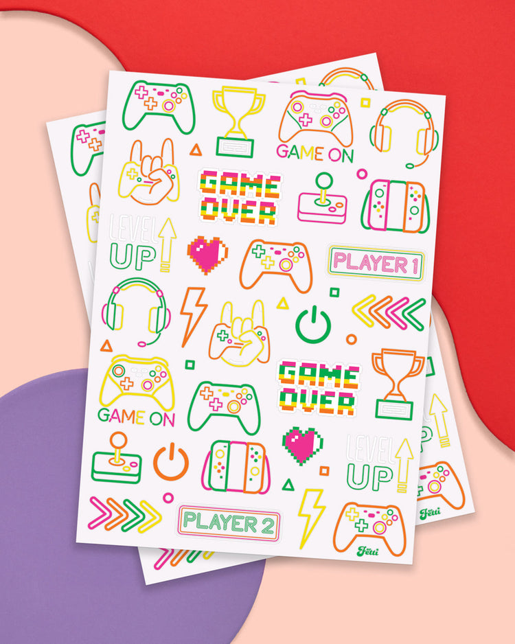 Neon Gamer Tattoos - 60 temporary tattoos