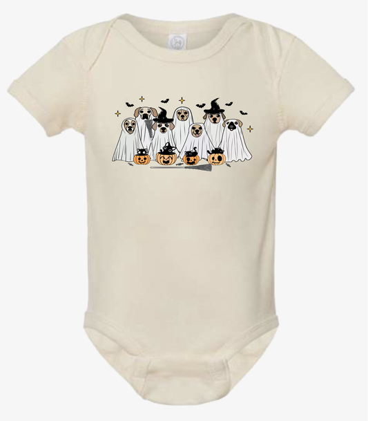 Infant Baby Rib Bodysuit - Spooky Dogs Cotton Onesie