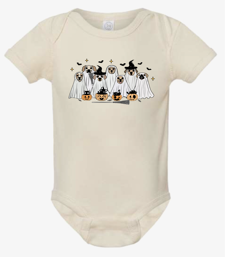 Infant Baby Rib Bodysuit - Spooky Dogs Cotton Onesie