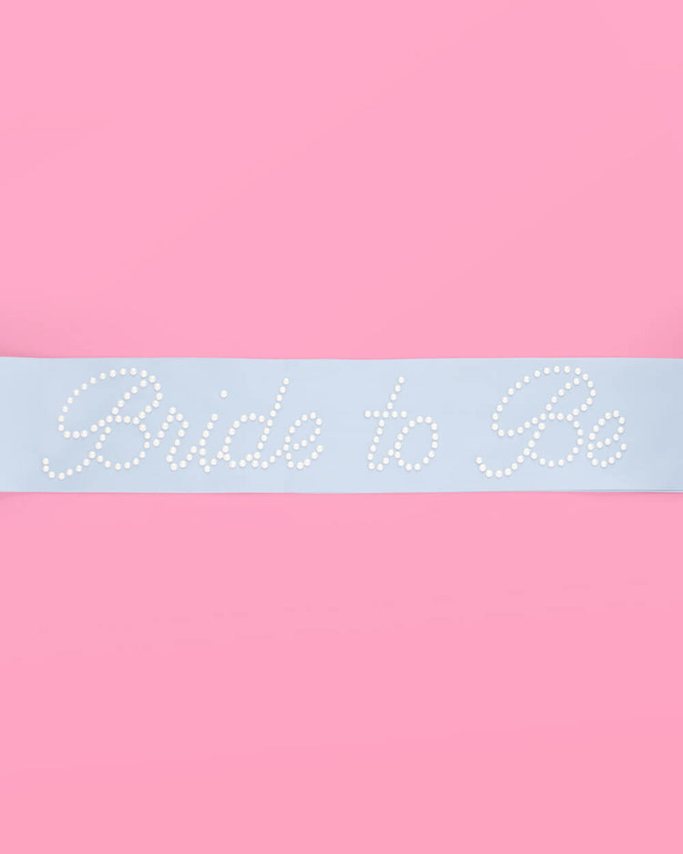 Pearl Blue Sash - blue silk + pearls