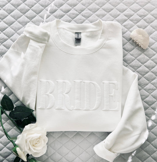 Gift for the Bride embossed sweatshirt white bride to be sweatshirt gift wedding sweatshirt bridal shower gift engagement gifts for bride