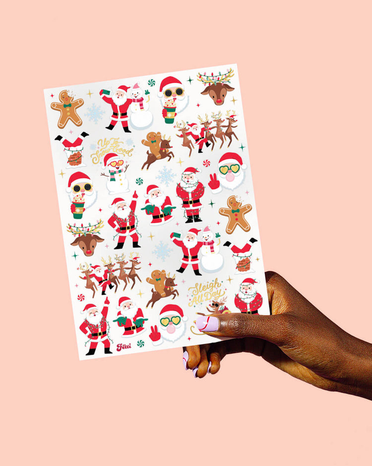 Silly Santa Christmas Tats - 48 gold foil tattoos