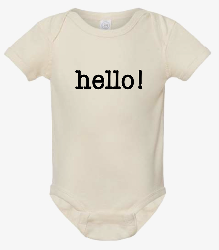 Infant Baby Rib Bodysuit - HELLO! Cotton Onesie