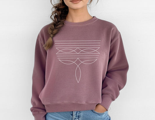 Boot Stitch Country Western Sweatshirt Rodeo Sweatshirt Cowgirl Birthday Gift Boot Stitch Western Pullover | Unisex Heavy Blend Crewneck